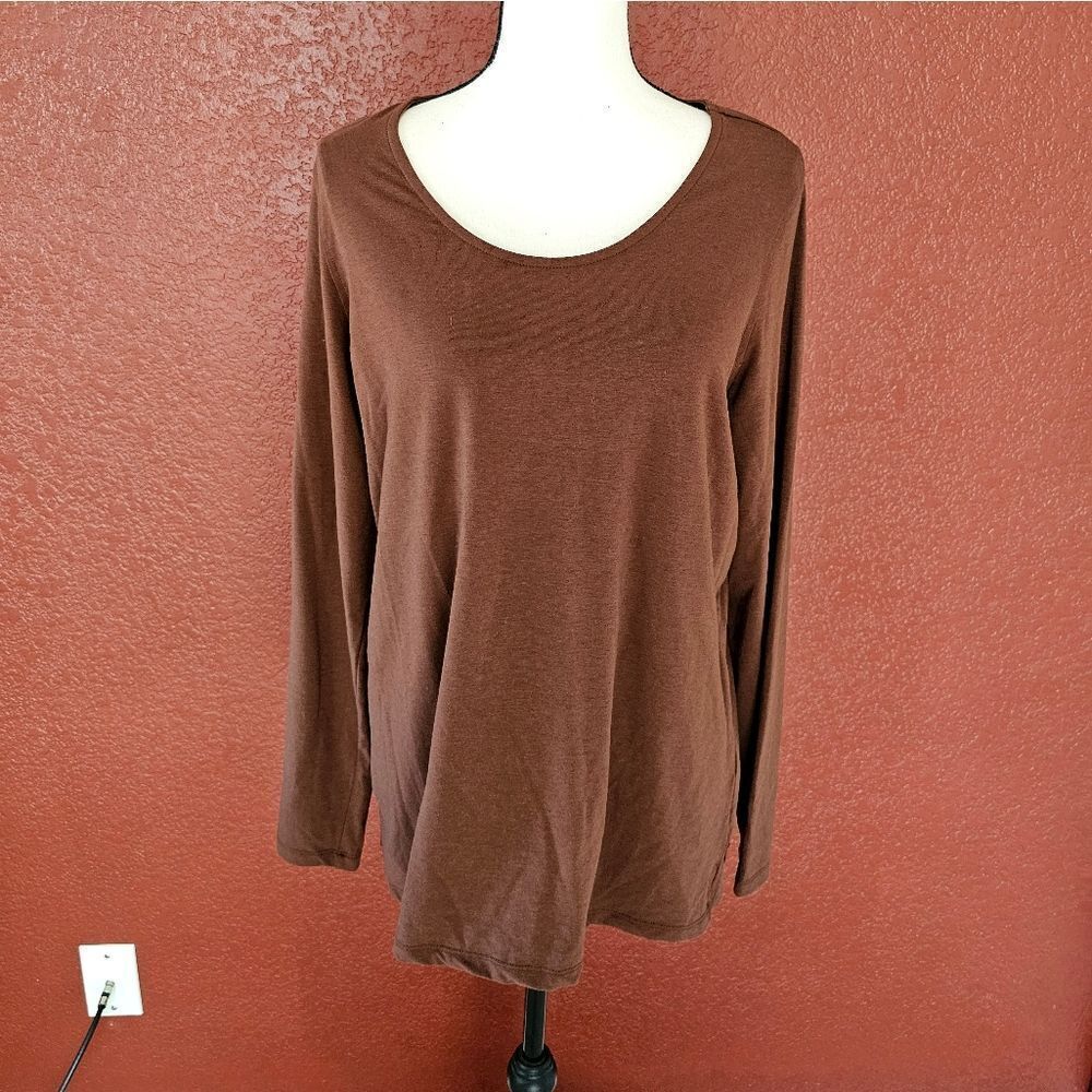 Belle Kim Gravel Classic Brown Long Sleeve Women's Top